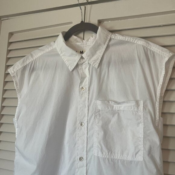 AMO Ruth Sleeveless Shirt white buttondown small women cotton - Picture 5 of 11